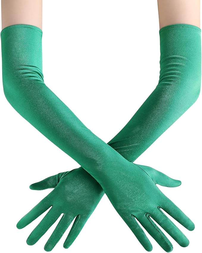 BABEYOND Long Opera Party 1920s Satin Tea Party Gloves Costume Stretchy Adult Size Elbow Length Bridal Gloves