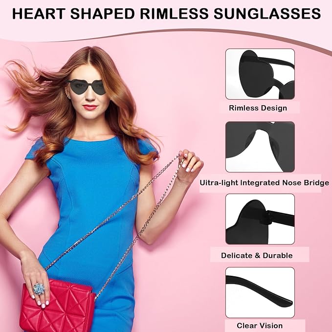 LEFIMOT 12 Pairs Heart Sunglasses for Women Heart Shaped Sunglasses Bulk Colorful Heart Glasses for Party Favor