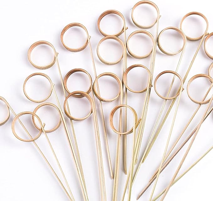 PuTwo 100 pcs Cocktail Picks, 4.7 Inch Bamboo Cocktail Picks, Bamboo Toothpicks, Skewers for Appetizers, Mini Food Sticks for Drinks, Fruit, Charcuterie, Sandwiches, Barbeque, Party Supplies
