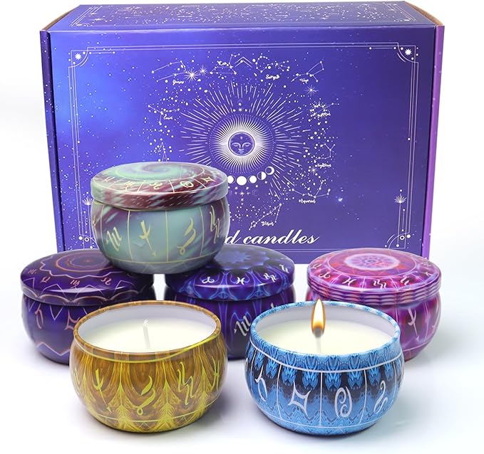 12 Constellation Scented Candles Gift Sets | Soy Wax Travel Tins Candles with Essential Oils |12 Scents Aromatherapy Relaxation Jar Candles for Home | Birthday, Christmas Gift Set for Women/Men