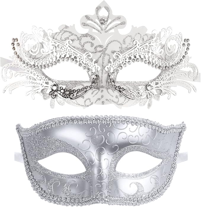 Coddsmz Couple Masquerade Mask Set - Venetian & Mardi Gras Mask for Women & Men
