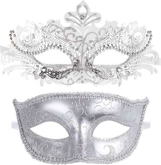 Coddsmz Couple Masquerade Mask Set - Venetian & Mardi Gras Mask for Women & Men