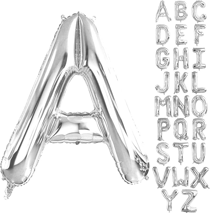 Lovoir 40 Inch Large Silver Letter A Balloons Big Size Jumbo Mylar Foil Helium Balloon for Birthday Party Celebration Decorations Alphabet Silver A
