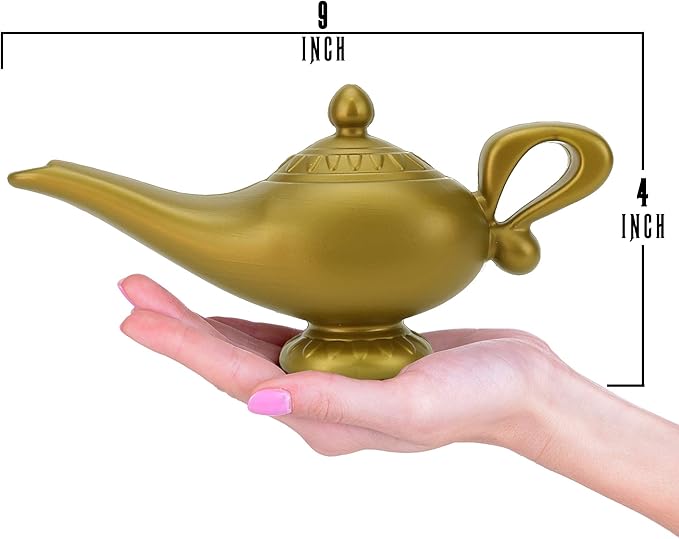 Skeleteen Arabian Genie Oil Lamp - Aladdin's Gold Magic Genie Lamp Costume Accessory - 1 Piece