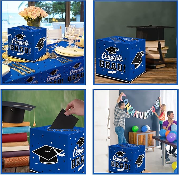 Gatherfun Graduation Decorations 2025 Graduation Box Graduation Card Box for Graduation Gift Graduation Party Favors Decor Party Supplies Blue