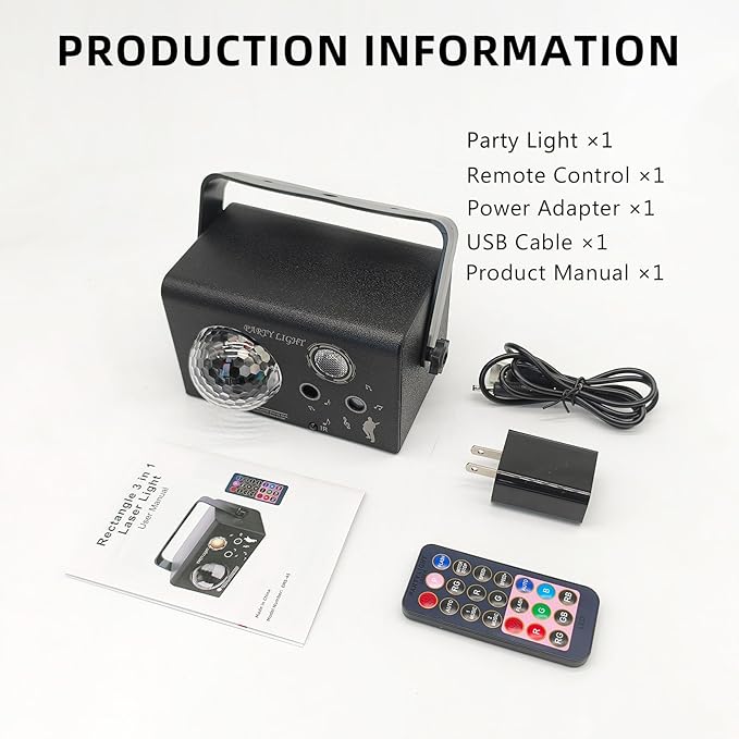 Disco Ball Light Laser Party Lights, Sound Activated Strobe & Dj Lighting with Remote, Stage Lights for Parties, Birthday, Wedding, Dance, Karaoke,KTV, Halloween & Christmas Decorations Gift