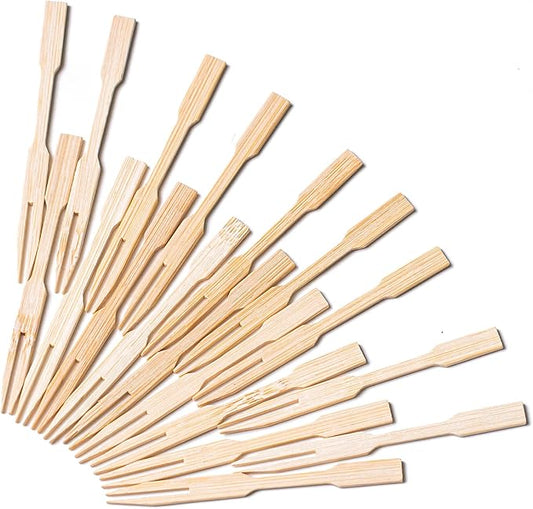 PuTwo Bamboo Appetizer Forks 3.5 Inch 500pcs Fancy Mini Small Appetizer Forks Toothpicks for Food Drink Fruit Sandwich BBQ Wedding Cocktail Charcuterie Boards Accessories Birthday Party Supplies