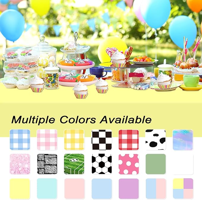 WNINK 6 Pack Light Yellow Rectangular Plastic Tablecloths, Yellow Disposable Table Covers 54" x 108" for Birthday, Bridal Shower, Engagement Wedding, Picnic Parties and 8 ft Table Use