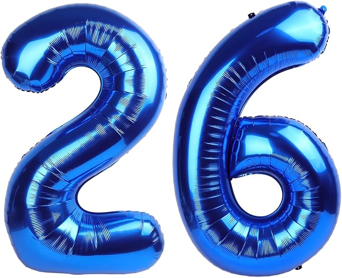 Giant Navy Blue 26 Balloon Number 40 Inch, 26 Number Balloons Birthday Supplies, 26 Year Old Birthday Party Celebration, 26 Balloons Graduations Anniversary Decorations