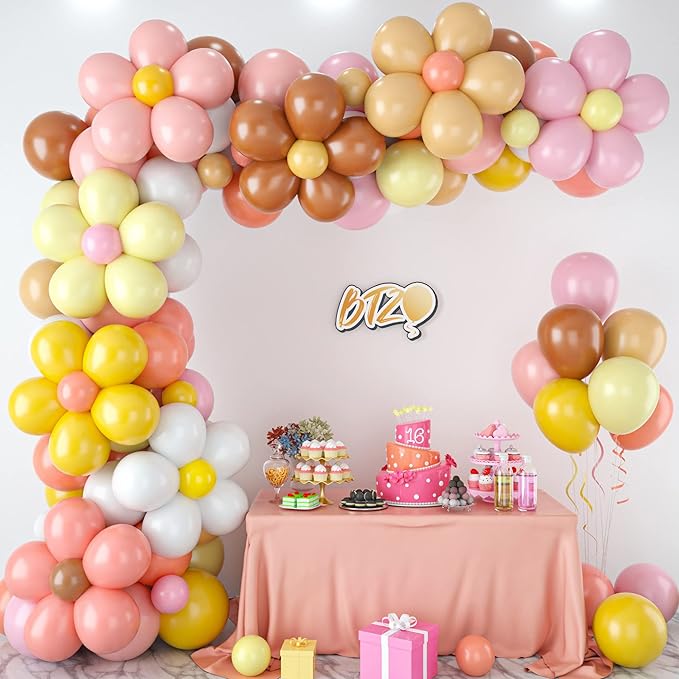 16 Set Daisy Flower Balloons DIY Kit,Multicolor Latex Balloon Flower Balloons Party Decorations for Birthday Baby Shower Wedding Anniversary Groovy Fairy Retro Hippie Theme Decor