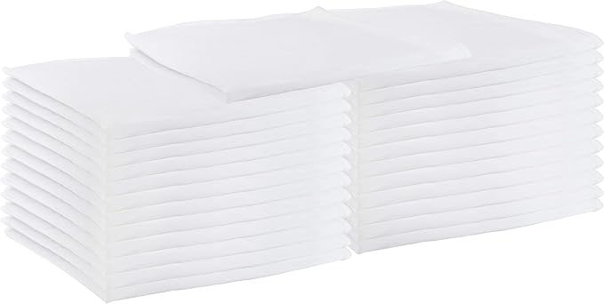 Arkwright Restaurant Cloth Napkins - (Pack of 25) Spun Polyester Dinner Napkin with Hemmed Edges - Ideal for Dinner, Wedding, Party, Banquet, Kitchen, 20 x 20 in, White