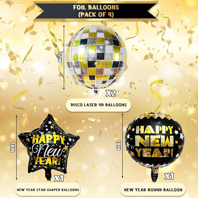 YQUQWN 20 PCS New Year Balloons Decorations 16 inch Gold 2026 Number Balloon Happy New Year Foil Balloons for 2026 News Years Eve Party Decorations Supplies Favors 2026