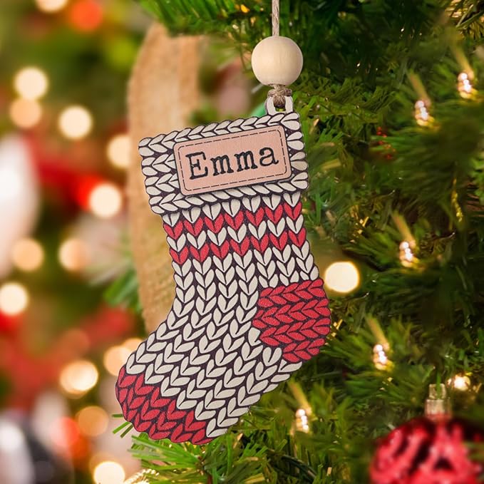 Personalized Name Ornaments for Christmas Tree, 2025 Wooden Custom Family Christmas Ornaments,4" Xmas Tree Decoration for Kids Baby Boy Girl