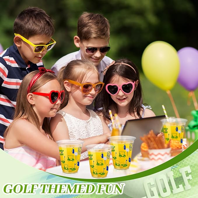 50 Pcs Masters Golf Ball Party Supplies Bulk Clear Plastic Cups 12oz Disposable Let's Par-tee for Home Sports Golf Themed Birthday Bachelor Party Supplies Favors (Blue)