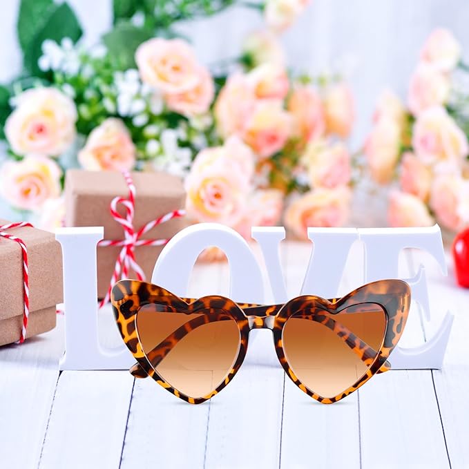 12 Pack Bachelorette Sunglasses Heart Shaped Sunglasses Vintage Heart Glasses for Women Wedding Party Decor