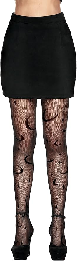 Spooktacular Creations Adult Women Celestial Witch Fishnet Tights, Witch Accessories for Womens Halloween Costumes Role Play