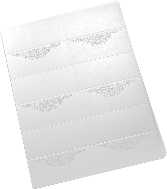 Paisley Printable Place Cards, Silver (Choose Color), Set of 150 (25 Sheets), Laser & Inkjet Printers - Wedding, Party, Dinner, and Special Events - Made in the USA