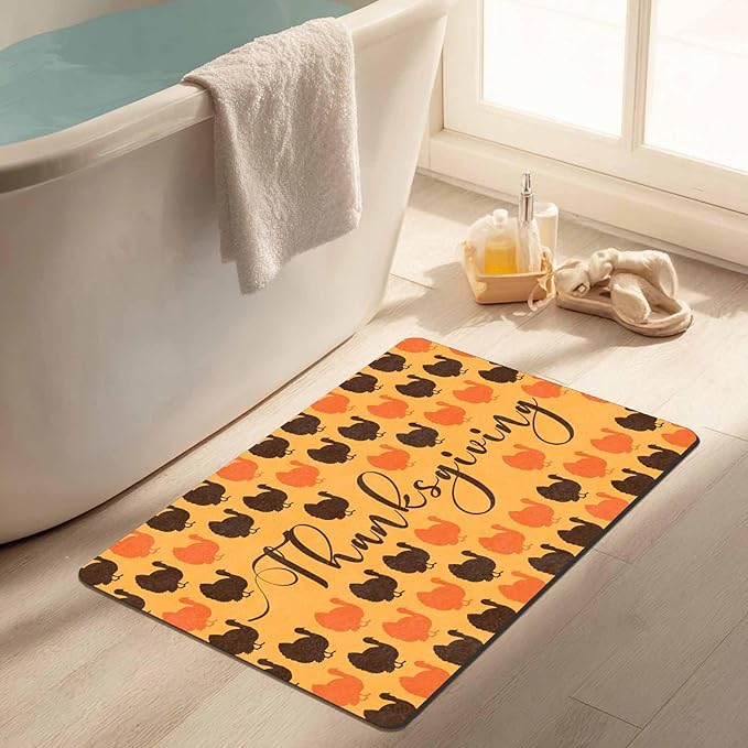 Fall Welcome Maple Leafs Decorative Door Mat, Autumn Thanksgiving Doormat for Indoor Outdoor Entrance Floor Mats,Fall Pumpkins Non Slip Harvest Vintage Decor Rubber Welcome Mats 30" x 18" Inch