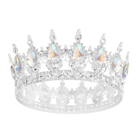 Queen Crown Rhinestone Wedding Crowns and Tiaras for Women Costume Party Hair Accessories Princess Birthday Crown Crystal Bridal Crown (Silver Crown-Moonlight)