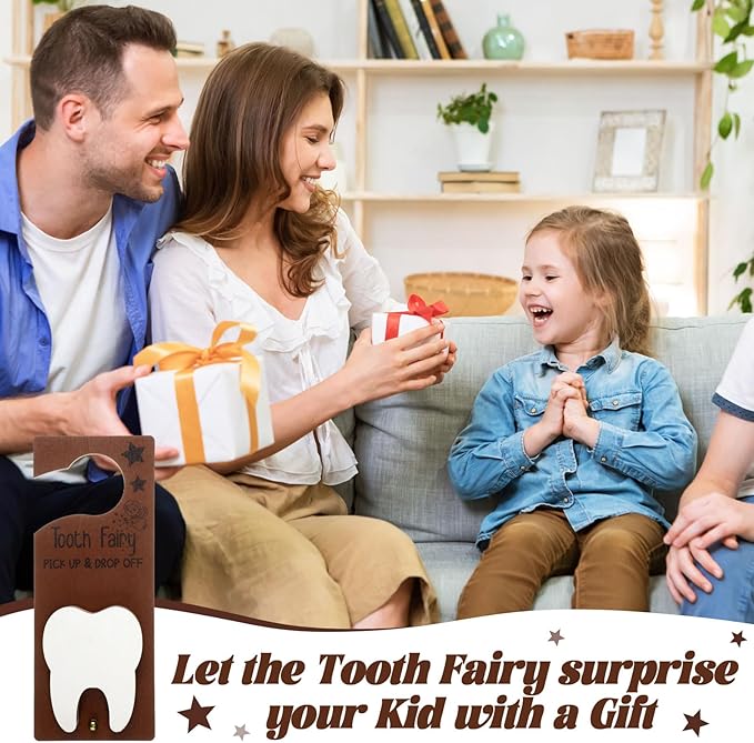 Tooth Fairy Holder Bag Hanger with Money Slot Keepsake Bottle Velvet Pouch Tooth Fairy Box Encourage Gift for Lost Teeth Boy Girl Milk(Classic,White)