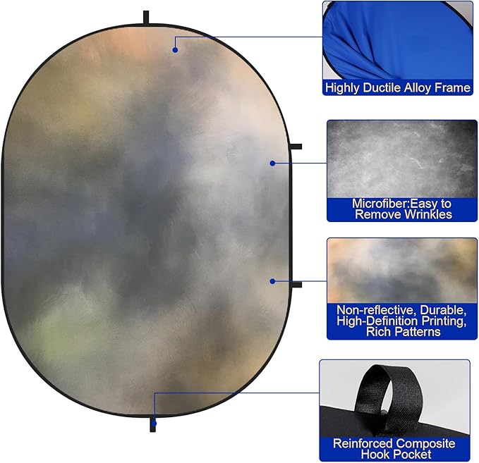 Kate Collapsible Backdrop Pop Up Backdrops Grey Foldable Background for Portrait Photography, Video, 5x6.5ft