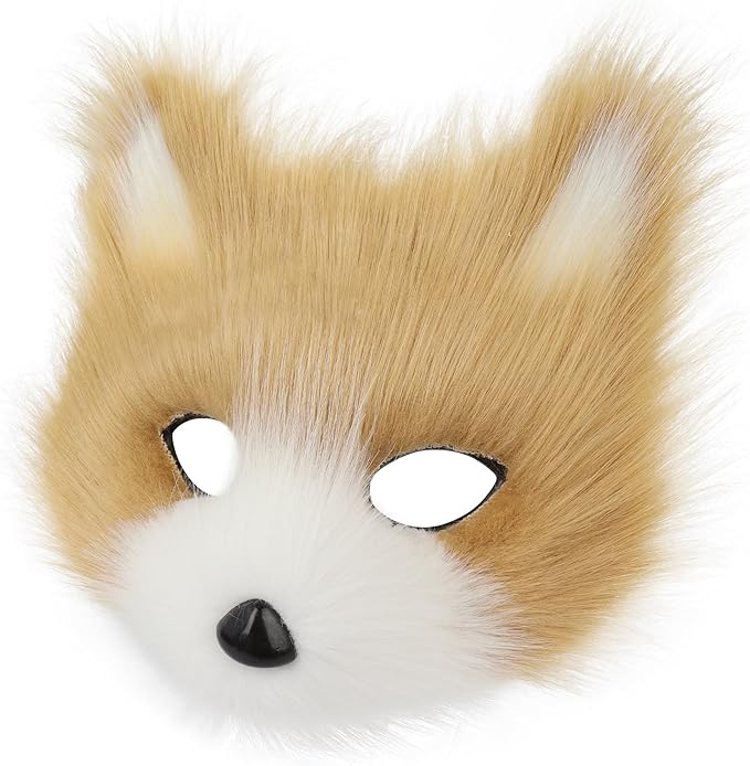 Animal Fox Wolf Mask Halloween Party Cosplay Costumes Props Plush Cat Half Face Masks Carnival Christmas Masquerade