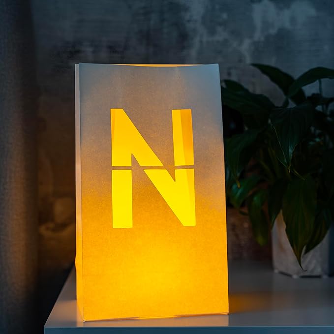 N Light Up Letter - Luminary Bags Perfect for Personalized Happy Birthday Banner, Proposal Decorations, Engagement Party Decorations and Congratulations Banner for Your Loved One