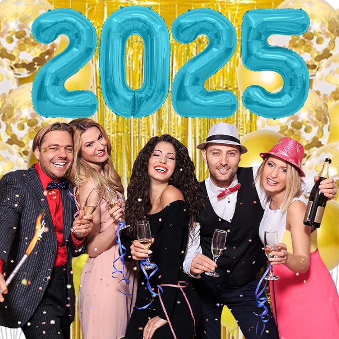 2025 Balloons, 40 Inch 2025 Number Balloons, 2025 Blue Balloons, Large Foil Happy New Year Balloons for New Year Eve Party Supplies 2025, New Years Decorations 2025, Christmas, Graduation, Birthday