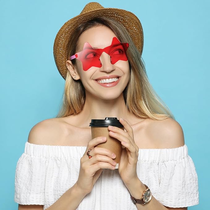 Morcheiong 10/20/30/40 Pack Star Sunglasses Colorful Rimless Sunglasses, Cool Pool Wedding Party Favor Pentagram Glasses