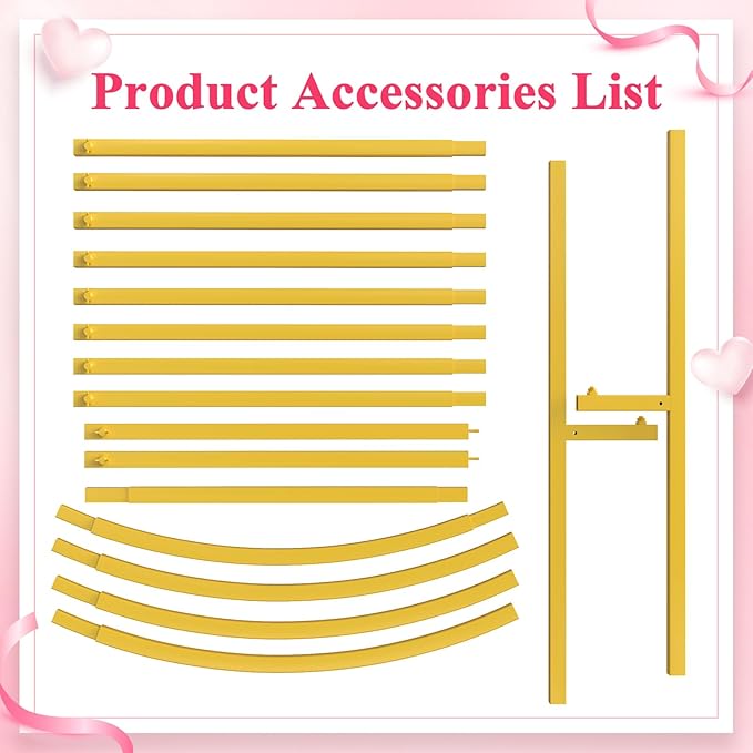 Wokceer 6.6 FT Wedding Arch Backdrop Stand Gold Metal Chiara Backdrop Stand for Wedding Ceremony Birthday Party Bridal Baby Shower Photo Booth Garden Floral Balloon Arch Decoration