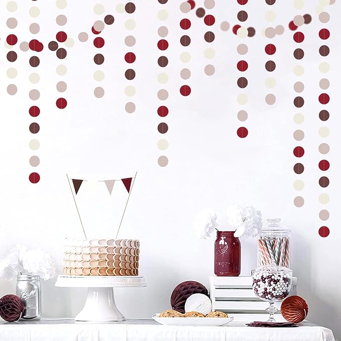 Brown-Burgundy Beige Boho Party-Decorations Paper-Garland - 52Ft Fall Autumn Tan Blush Nude Pink Streamers Banner,Birthday Baby Bridal Shower Wedding Engagement Bachelorette Decor Lasting Surprise