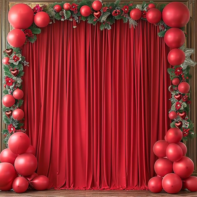 20x10ft Wrinkle Free Red Backdrop Curtain for Parties Soft Fabric Drapes Wedding Red Curtain Backdrop for Birthday Party Decorations Background for Photography 5x10ft, 4 Panels