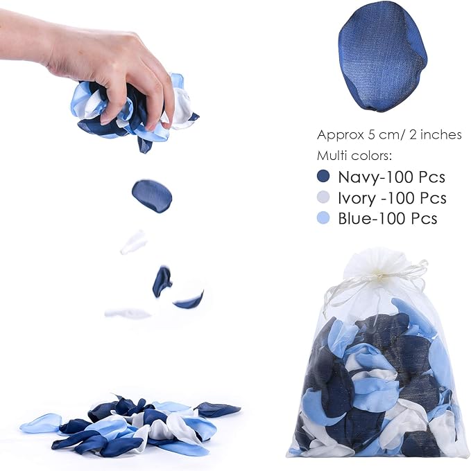 Silk Rose Petals 300pcs Navy Blue Flower Petals for Wedding Flower Girl Anniversary Table Centerpieces Party Favor Valentines Day Decoration