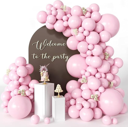 Light Pink Balloons 125 Pcs Pink Different Sizes of 18 12 10 5 Inch Pastel Baby Pale Pink Balloon Arch Kit Garland for Birthday Baby Shower Gender Reveal Valentine's Day Bridal Shower