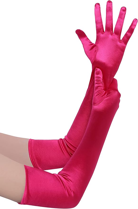 BABEYOND Long Opera Party 1920s Satin Tea Party Gloves Costume Stretchy Adult Size Elbow Length Bridal Gloves