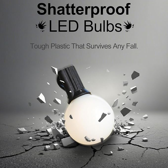 Lightdot 200FT Outdoor String Lights, LED Bistro String Lights with Shatterproof G40 Vintage Bulbs, 2200K Dimmable, Outside Hanging Light Waterproof for Porch,Garden, Backyard, Balcony- ETL Listed