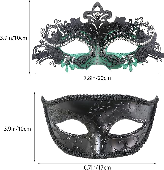 Coddsmz Couple Masquerade Mask Set - Venetian & Mardi Gras Mask for Women & Men