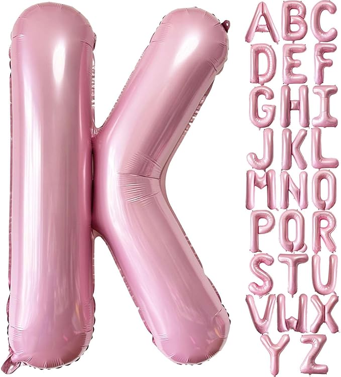 Lovoir 40 Inch Pastel Pink Letter K Balloons, 1 Pcs, K Foil Mylar Helium Balloons for Birthday Party Supplies, Wedding, Anniversary Event Celebration Decorations, Alphabet Pink K