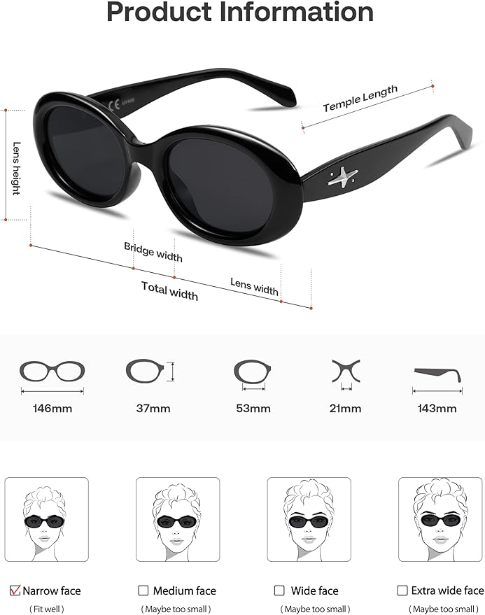 SOJOS Small Retro Oval Polarized Sunglasses for Women Men 90s Vintage UV400 Protection Tiny Sun Glasses SJ2286