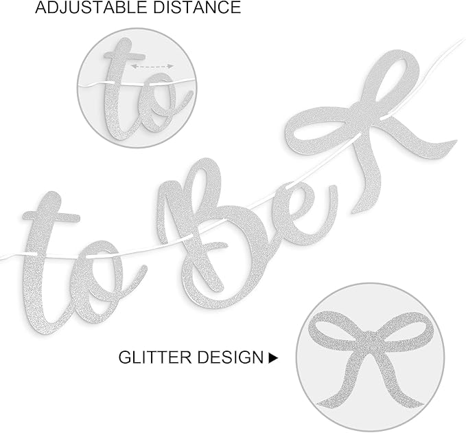 Bride to Be Banner, White Bride to Be with Bow Glitter Bachelorette Bridal Party Banner BRIDE TO BE Sign for White Bachelorette Bridal Shower Wedding Engagement Hen Party Decorations