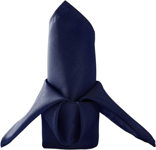 50pcs Polyester Cloth Napkins - 17 x 17 inch Navy Dinner Washable Napkins with Hemmed Edges for Restaurant/Wedding/Hotel(50,Navy)