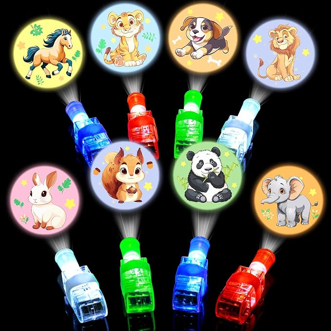24 Pack Animal Light Up Finger Lights Party Favors for Kids, Treasure Box Goodie Bags Christmas Stocking Stuffers, Glow in The Dark Toys Bulk Classroom Prizes Party Supplies Birthday Gift