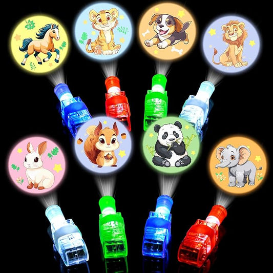 24 Pack Animal Light Up Finger Lights Party Favors for Kids, Treasure Box Goodie Bags Christmas Stocking Stuffers, Glow in The Dark Toys Bulk Classroom Prizes Party Supplies Birthday Gift
