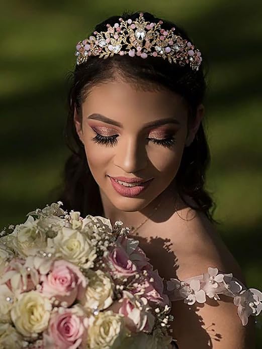 SWEETV Jeweled Wedding Tiaras and Crowns for Women, Metal Princess Tiara Queen Crown for Bride, Bridal Headpieces for Birthday Quinceanera Pageant Prom