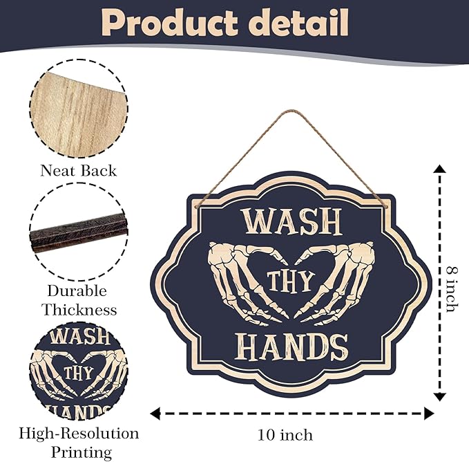 Funny Wash Your Hands Bathroom Sign Wash Your Hands Sign Bathroom Decor, Humorous Wall Hanging for Restrooms & Apartments - 8 x 10 Inches - A08