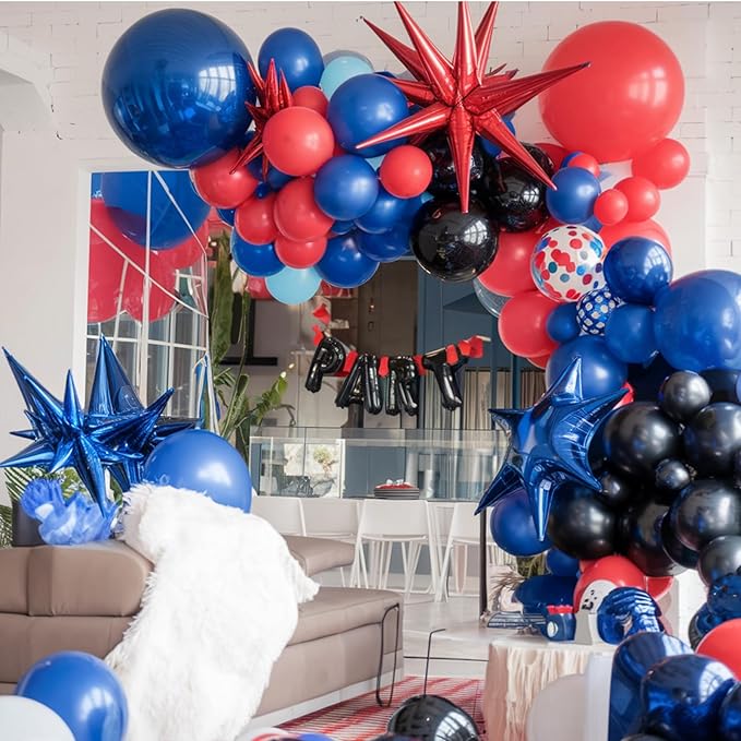 Black Red Blue Balloons Arch Garland Kit, Theme Balloon Arch Kit for man with Balloons for Hero Baby Shower Theme Birthday Party Decorations