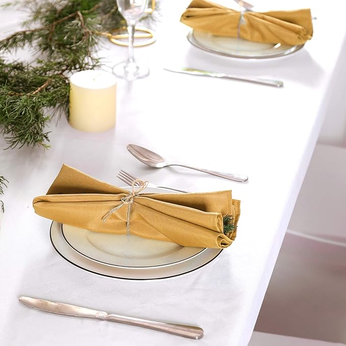 50pcs Polyester Cloth Napkins - 20 x 20 inch Gold Dinner Washable Napkins with Hemmed Edges for Restaurant/Wedding/Hotel(50,Gold)