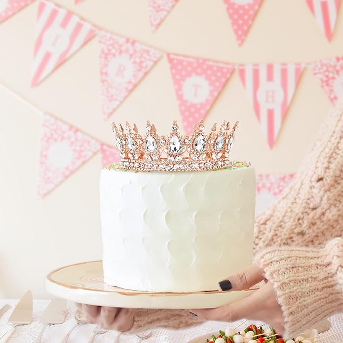 Gold Crown for Women, Crystal Queen Tiaras Headband Wedding Bridal Hair Accessories, Birthday Party Prom Cake Topper