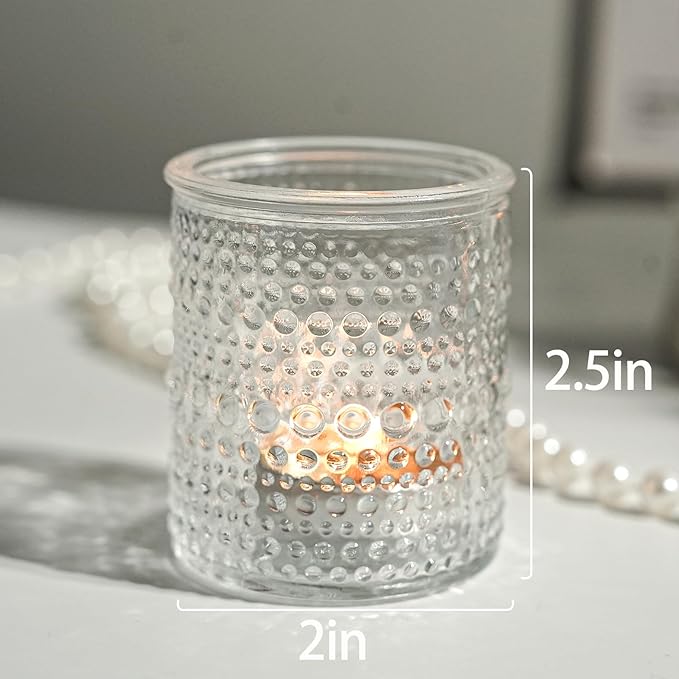 36pcs Votive Candle Holders, Clear Vintage Glass Candle Holder for Floating Candle, Tealight Candle Holder for Table Centerpieces Home Birthday Christmas Wedding Party Table Decoration (Clear)
