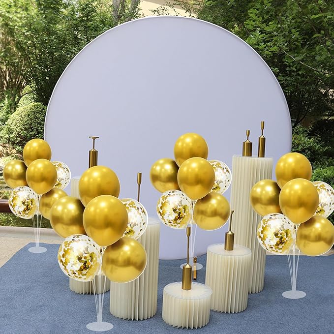 6 Set Balloon Stand with Gold Balloons Centerpiece Table Decorations Birthday Graduation Bridal Shower Wedding Anniversary Mother's Day Retirement New Years Decorations 2025